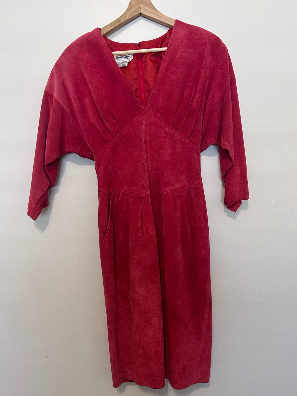 Vintage 1980’s Lauren Alexandra leather dress with flaws